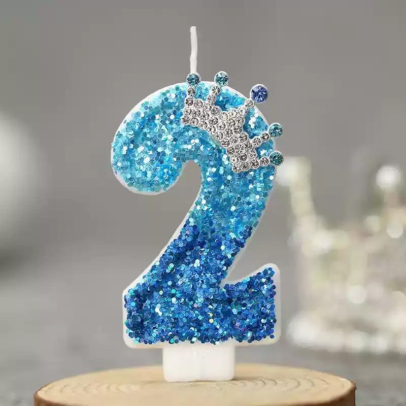 Birthday Number Candles Blue Crown 0 1 2 3 4 5 6 7 8 9 Number Cake Candles Birthday Wedding Party Cake Topper Decor