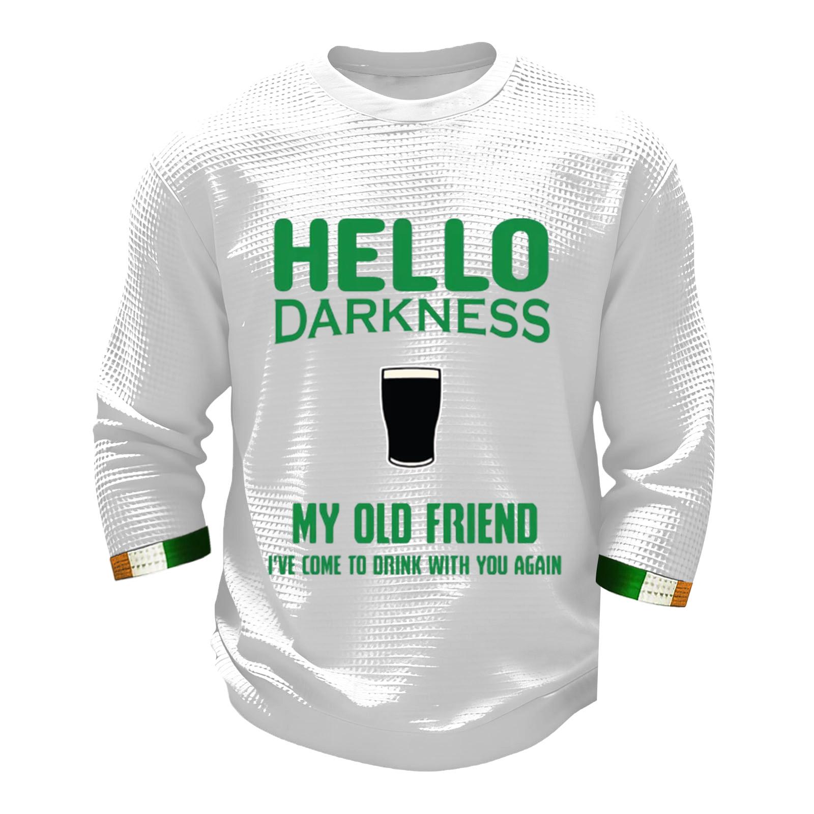 

Men s Fashion Long Sleeve T-Shirt St. Patrick s Day Shirt XL білий