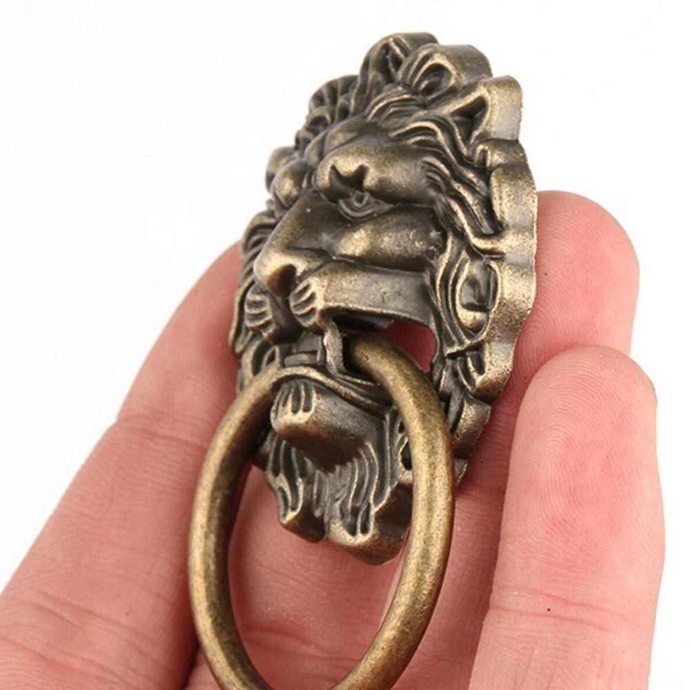 Durable Furniture Door Cabinet Drawer Pull Handle Lion Head Antique Knob Ring