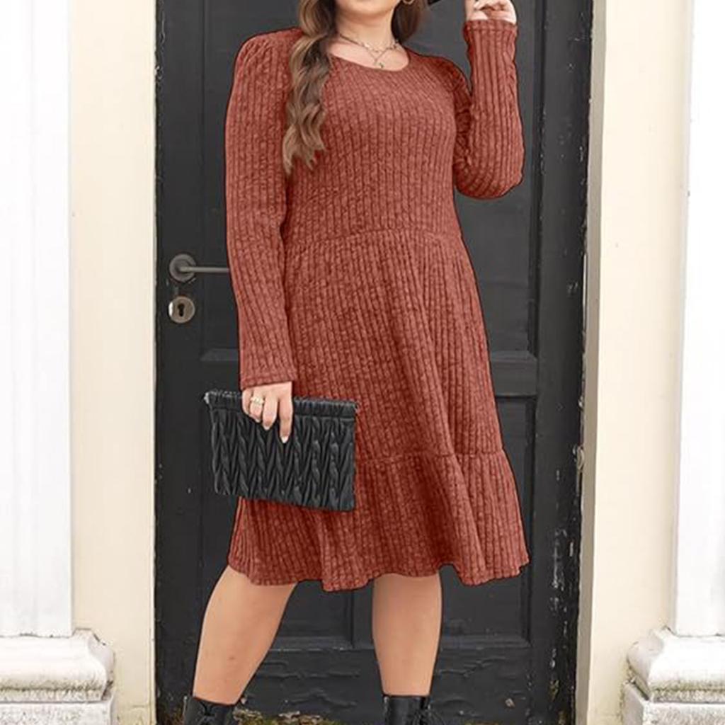 Women's Dress, Long Sleeved Pullover, Round Neck, A-line Casual Dress, And Winter