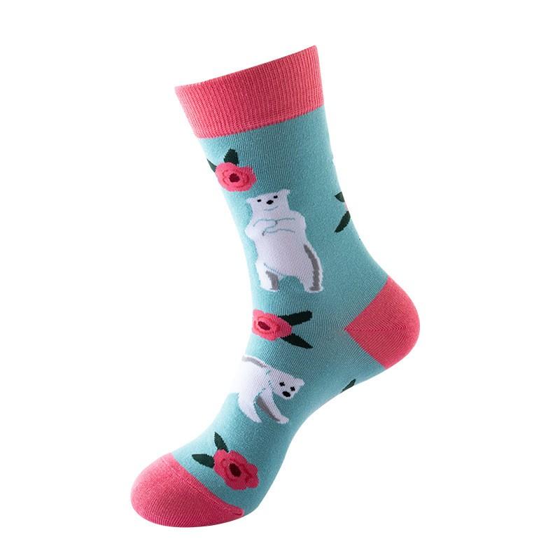 Stylish Mid-Calf Socks Men Women Animal Fruit Galaxy Print Casual Cotton