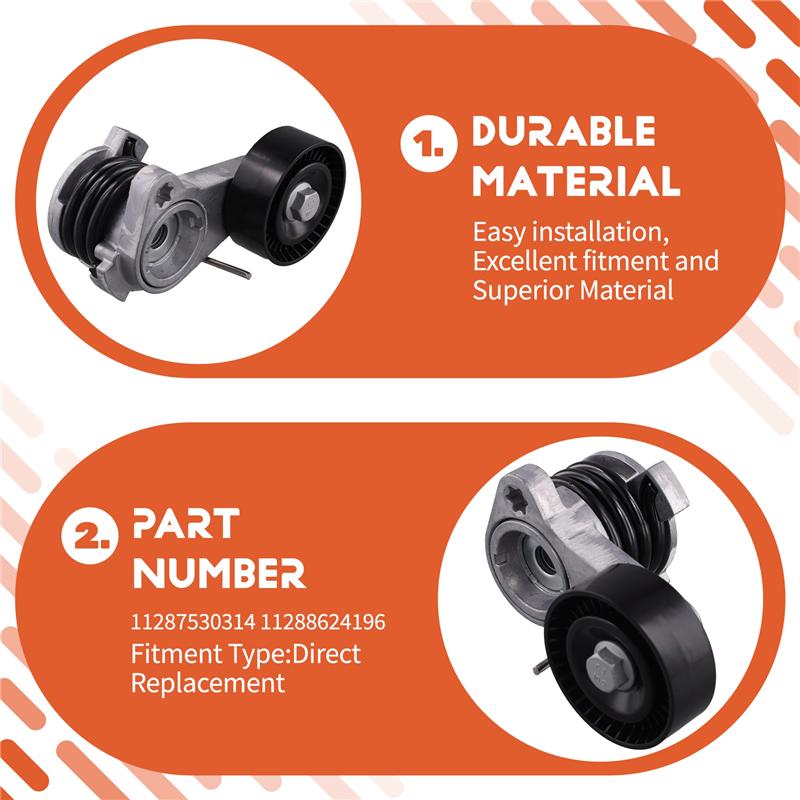 L10A 11288624196 Drive Belt Tensioner For BMW E60 E61 E63 E64 E83 523 525 528 530 X3 N52B30A N52B25A-Also Fits 11287530314 53402