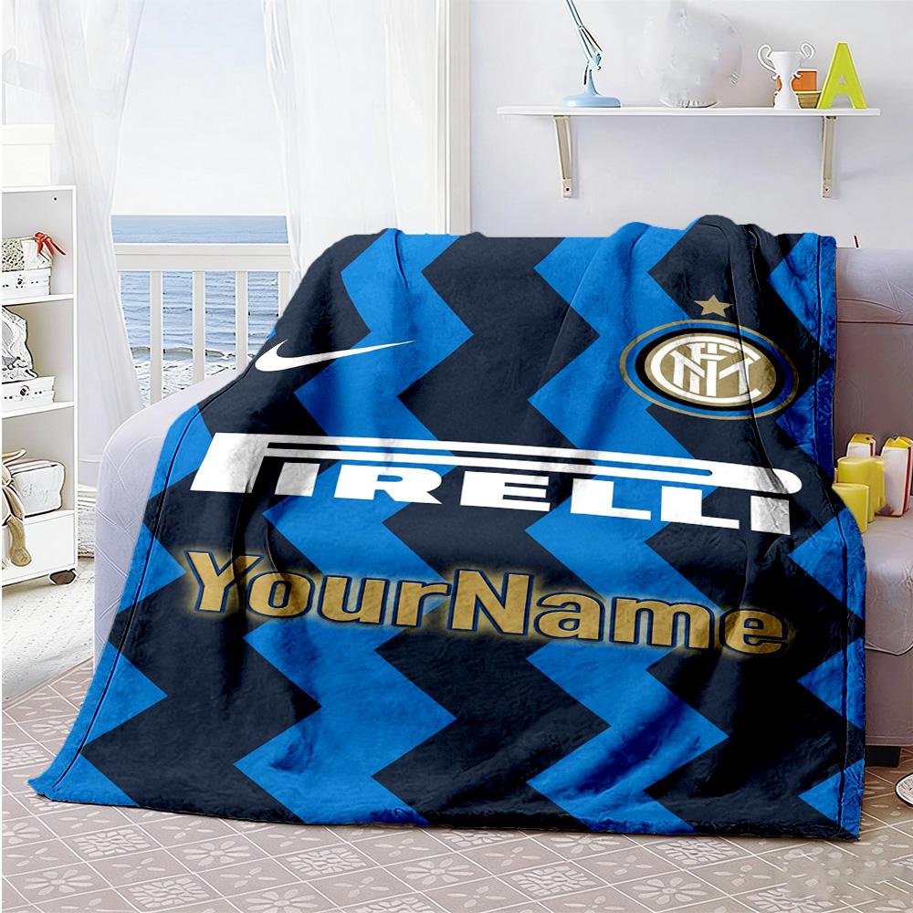 Inter Milan Personalized Name Blanket Multi-purpose Personalized Blanket Soft Warm Cozy for Office Chair Living Room Office Livingroom