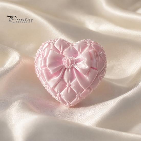 Desktop Jewelry Organizer 3D Print Heart Storage Box, with Satin Simulation Texture, Bow Anti-tangle Design Macaron Organizer, Portable for Necklaces