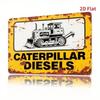 Vintage Tin Metal Sign, Retro Caterpillar Diesel Industrial Wall Decor for Man Cave Garage Bar, Antique 2D Flat Steel Sheet, Yel