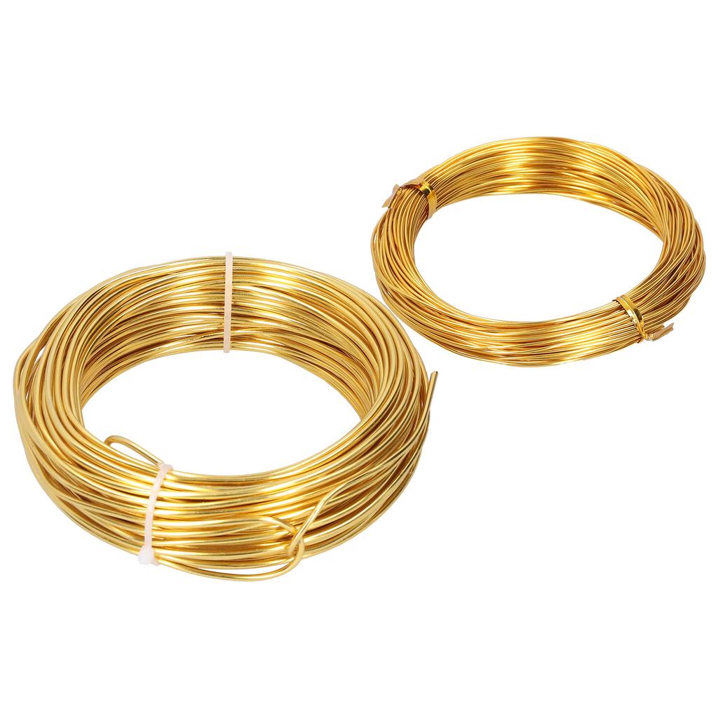 2 Rolls 1.0mm 2.0mm Aluminum DIY Jewelry Craft Making Wire Flexible Floral Jewelry Wire Gold