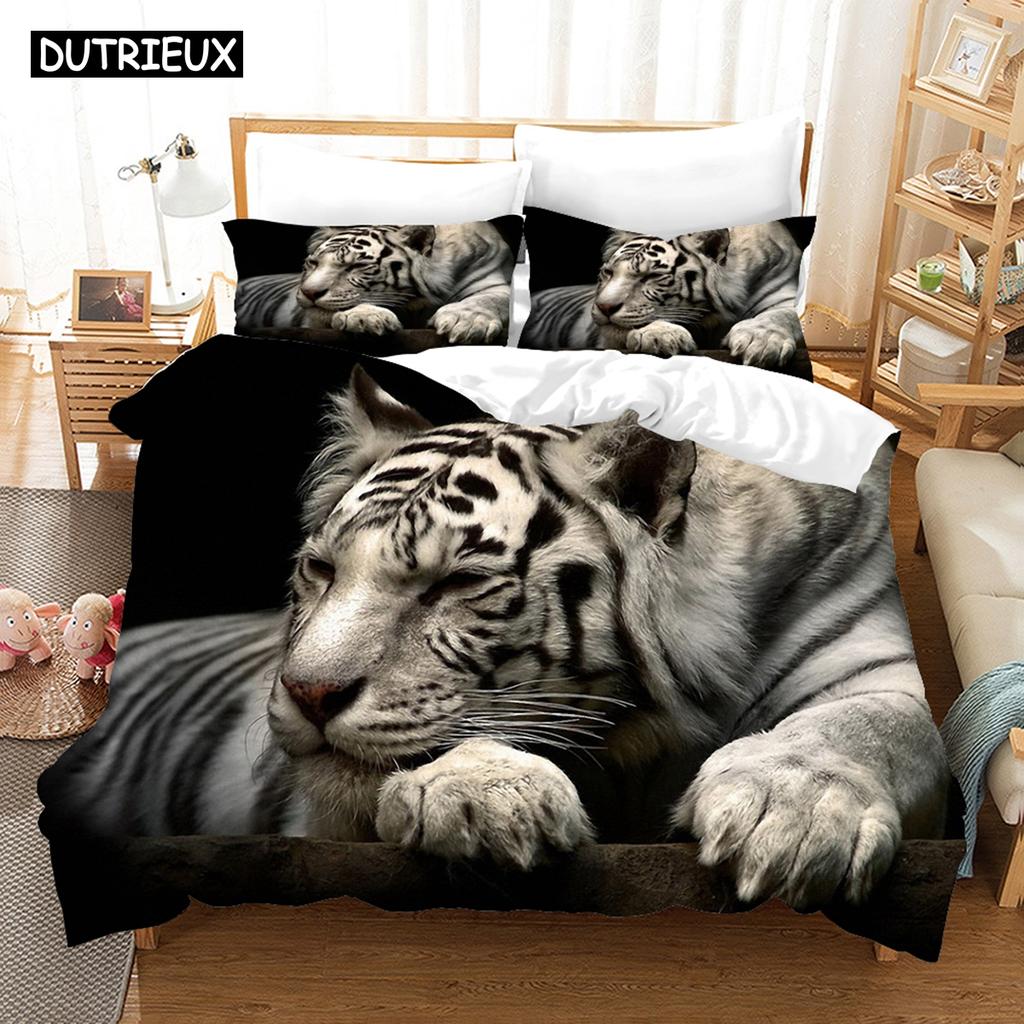 3D Printed Tiger Lion Wildness Animal Bedding Article Duvet Set Personality