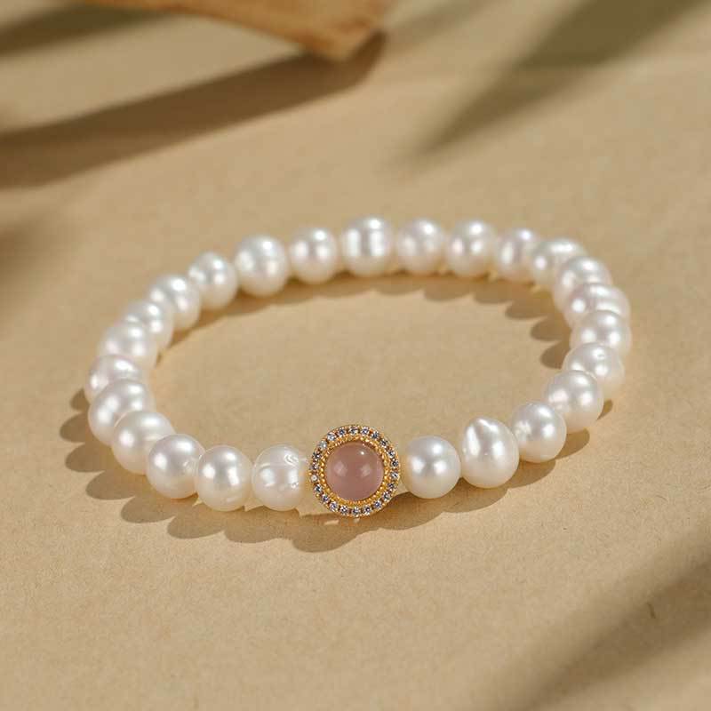 Natural Freshwater Pearl Aquamarine Crystal Beaded Bracelet Fashion Bracelet Douyin Hot