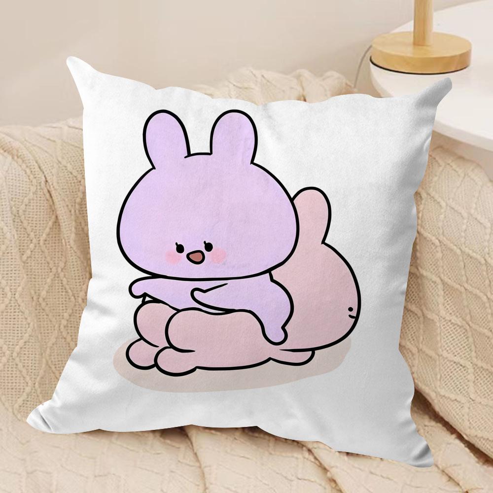 Cartoon Cute Asamimichaan Cushion Cover Silky Short Plush DoubleSided Printed Pillow Case for Sofa All Seasons Home Decor Gift
