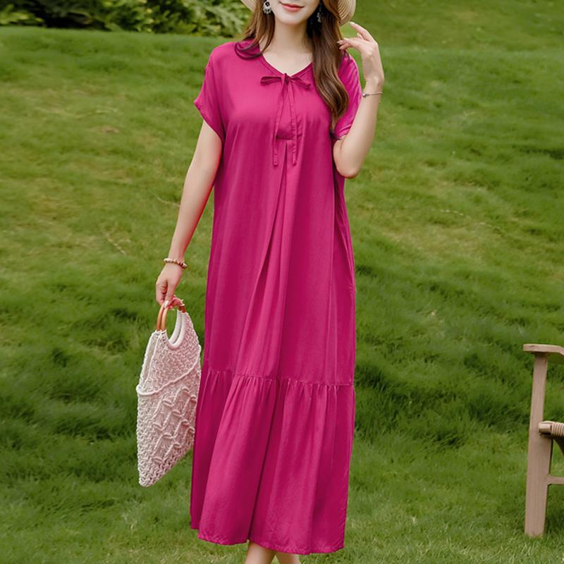 Women's Plus Size Floral Print Short Sleeve Maxi Dress, Loose Casual Summer Sundress (XL-5XL)