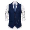 Gilet da uomo retrò con risvolto, alla moda, in tweed grezzo, con tasche, stile casual britannico, vintage, da gentiluomo, per il tempo libero, da festa