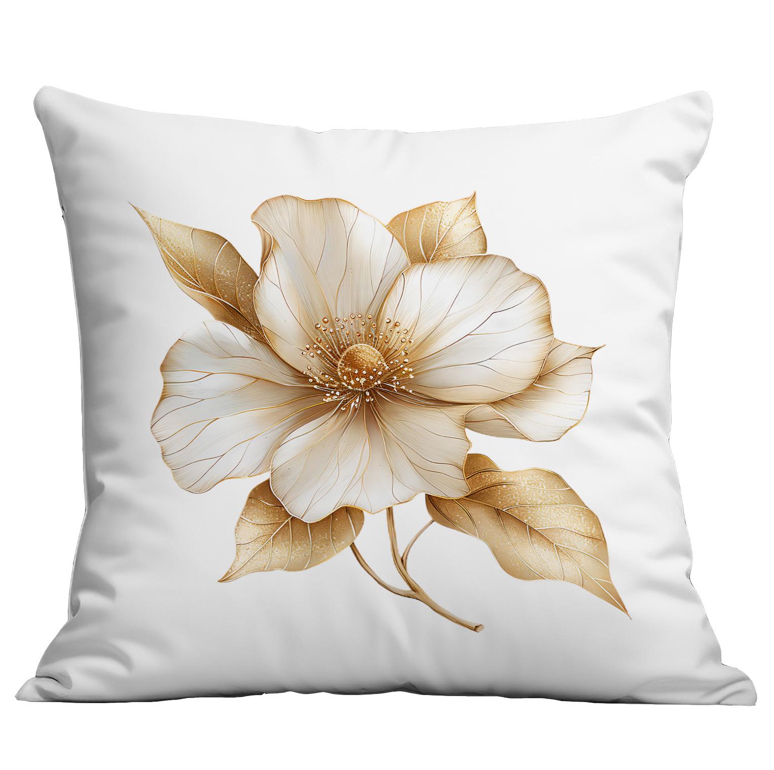 

Новая Цветочная Наволочка с Золотым Принтом для Дома, Гостиной, Дивана, Декоративная Наволочка 45 * 45Cm