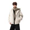 Unisex Heavyweight Cotton Hooded Jacket with Carved Eagle Design, Winter Velvet Thickened, Casual Loose Fit