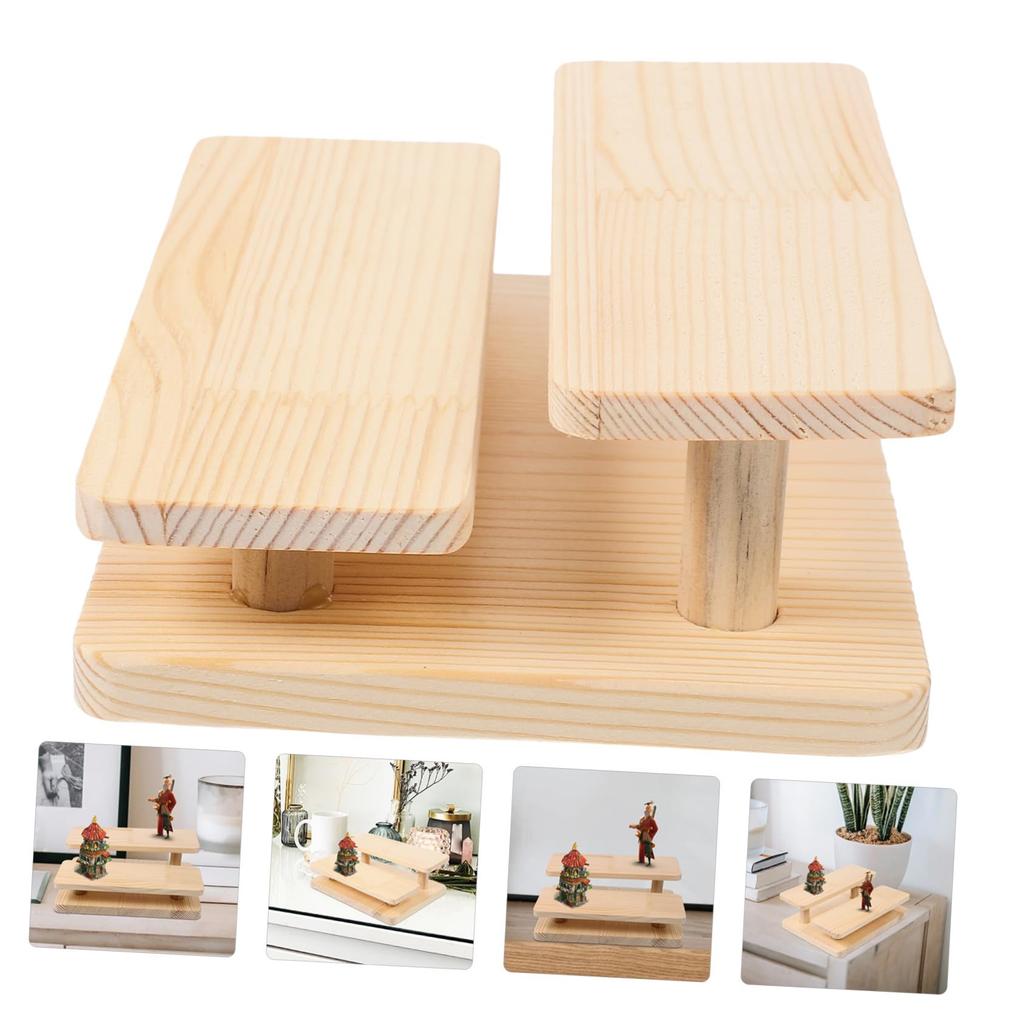 LEDMOMO Multi-Purpose Wooden Display Stand, Tiered, for Collectibles, Figures, Jewelry, Toy Models, and Cake Stands