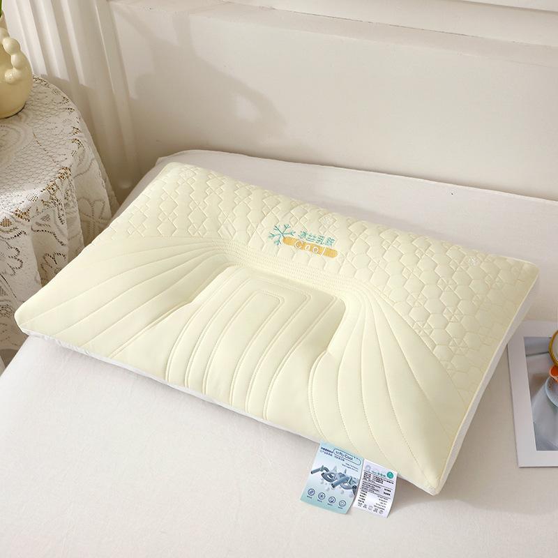 Embroidered ice silk latex pillow simple solid color pillow core household single pillow 48x74cm