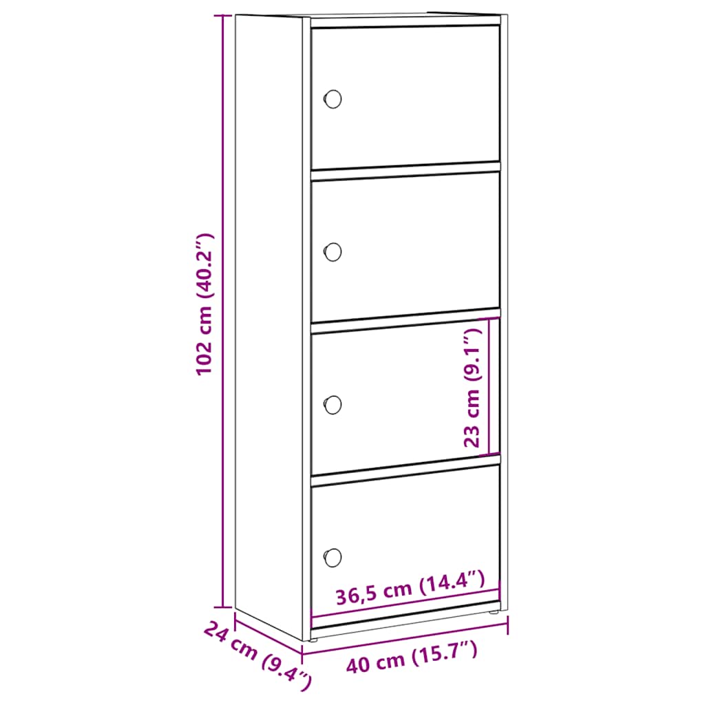 Bookshelf Smoked Oak Finish 40 X 24 X 102 Cm Engineered Wood