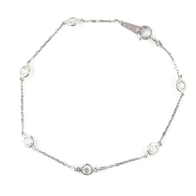 PLUSTER Bracelet 925 Sterling Silver Station Chain 18cm 6 Stones Accessories Cubic Zirconia Simple Popular Birthday Present Gift Gift Box Set Women's