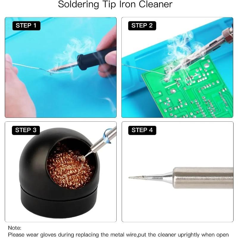 Desoldering Cleaning Ball Soldering Iron Mesh Filter Cleaning Nozzle Tip Copper Wire Cleaner Ball Metal Dross Box Clean Ball
