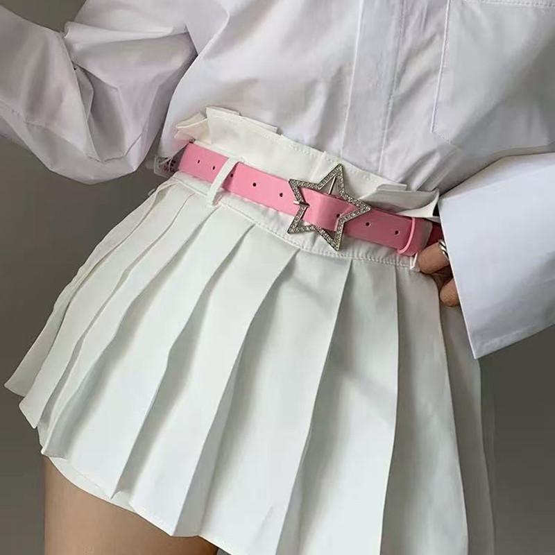 Waist belt for women; fashionable, American retro, ins style, star pink decor, design sense, to be worn with a skirt and blouse,