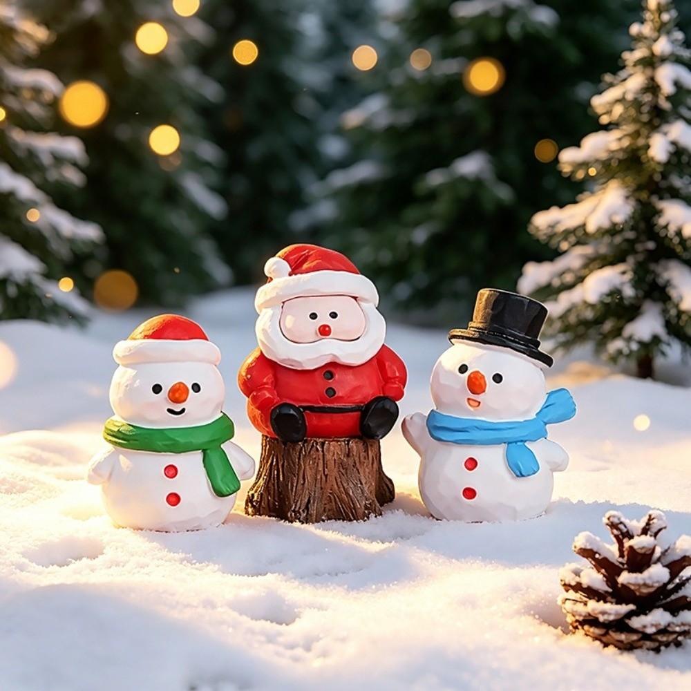 Cute Christmas Decorations Small Size Miniature Ornaments Mini Resin Figurines  Desktop Decorations
