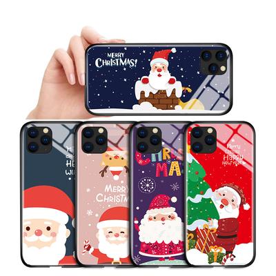 Santa Claus Christmas Xmas Tempered Glass Phone Case for Xiaomi Redmi TPU Soft Edge Shockproof Smartphone Cover
