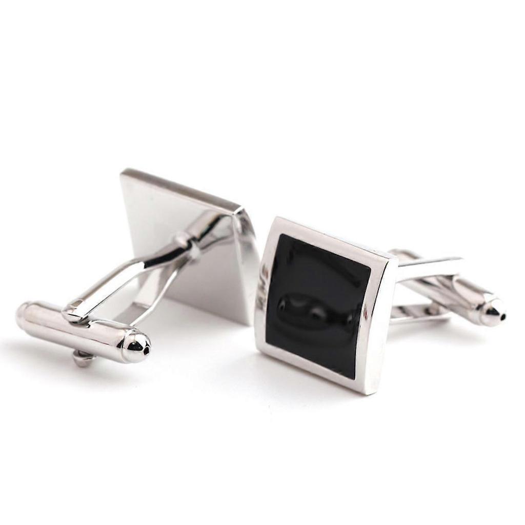 1 Pair Man's Shirt Studs Black Paint Squared Cufflinks for Business Wedding Party