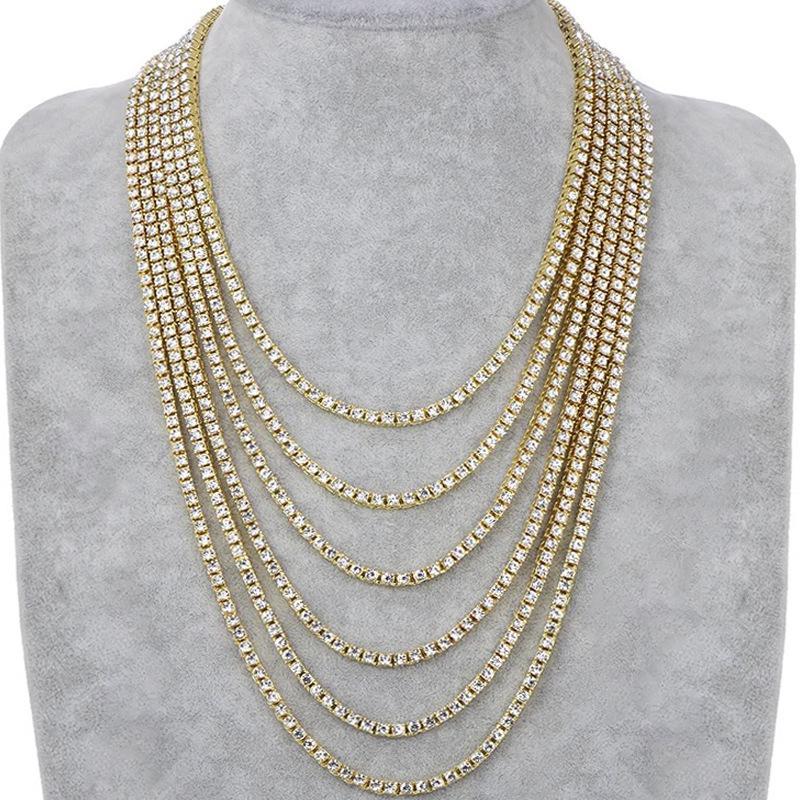"Eco-Friendly Zinc Alloy 4mm Tennis Chain Necklace for Men & Women - Trendy Hip-Hop Jewelry"