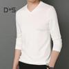 Men Fall Spring Top V Neck Long Sleeves Pure Color Slim Fit Thin Pullover T-shirt Daily Wear Sport Homewear Clothes