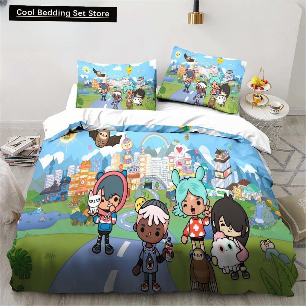 New 3D Cartoon Game Toca Life World Bedding Set Duvet Cover Bed Set Quilt Cover Pillowcase Comforter King Queen Size Boys Adult
