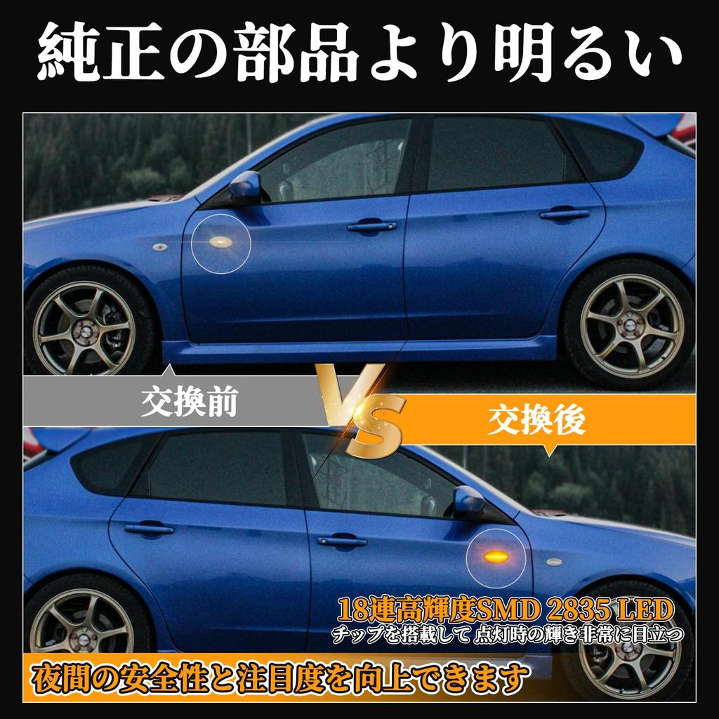 POPMOTORZ Subaru LED Side Markers and Turn Signals for Flowing Clear Lens Impreza/XV/Anesis/Sport/G4/WRX/Forester, Lights,