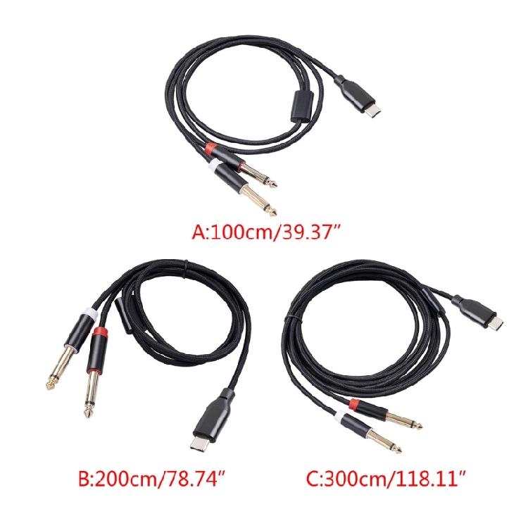 USB C to 6.35mm TRS Cable Type C to Double 6.35mm Cord Widely Compatibility