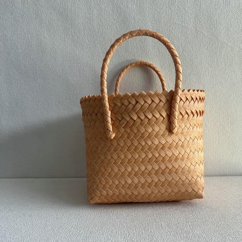 Handmade Woven Bag Large Capacity Plastic Woven Basket Small Square Bag with Handheld Gift Simple Handheld Versatile Women's Bag