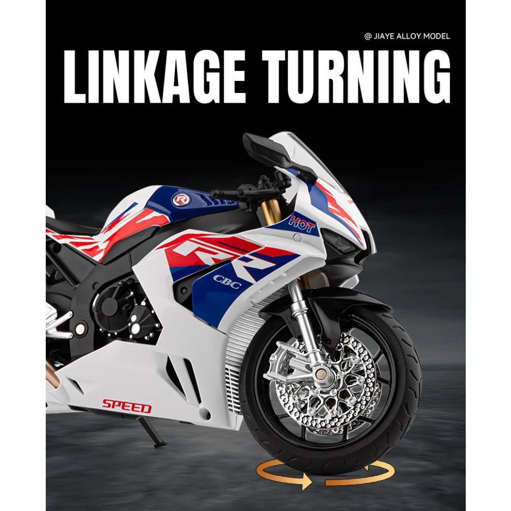 1/9 Honda CBR 1000RR-R Fire Blade Alloy Sports Motorcycle Model Diecast Street Racing Motorcycle Model Sound Light Kids Toy Gift