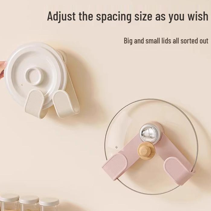 Adjustable Wall-Mounted Kitchen Rack: Multi-Functional Cream Suction Cup for Pot Lids and Cutting Boards, No-Punch Installation.