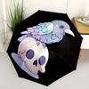 1pc Skull Raven Auto Open/close, All-Season Portable Folding Umbrella for Women & Men, Travel, Everyday, Formal Events - Compact Luxury Parasol, Outdo