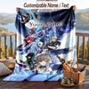 Custom Text Flannel Throw Blanket, Lightweight Cozy Bed Sofa BlanketGenshin Impact