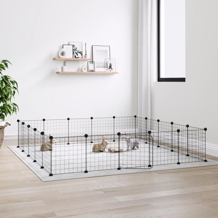 3114019 vidaXL Cage animaux de compagnie à 20 panneaux et porte Noir 35x35 cm