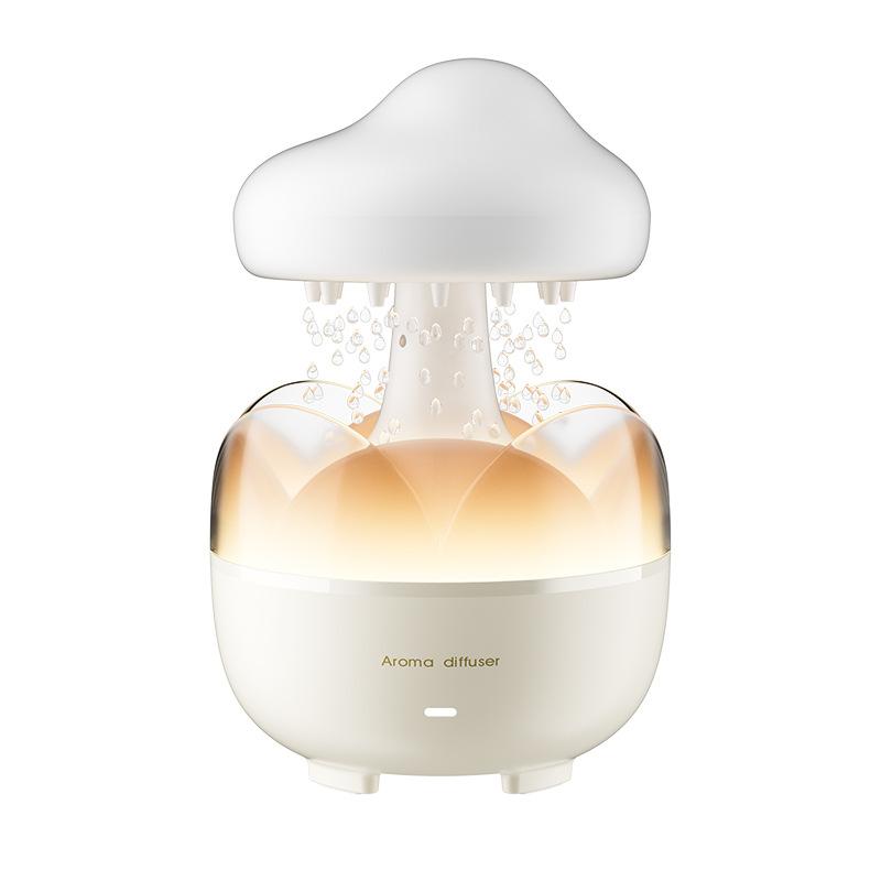 

Mushroom-Shaped Electric Air Humidifier with Aroma Diffuser Colorful Night Lights Relaxing Water Drop Sounds Rain Cloud Design білий