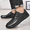 Spring 2024 Men's Casual Leather Lace-up Shoes - Soft Sole, Hand-stitched, Versatile, Large Size Driving Shoes