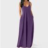 2021 Summer European & American Women's Slimming Solid Color Spaghetti Strap Long Dress