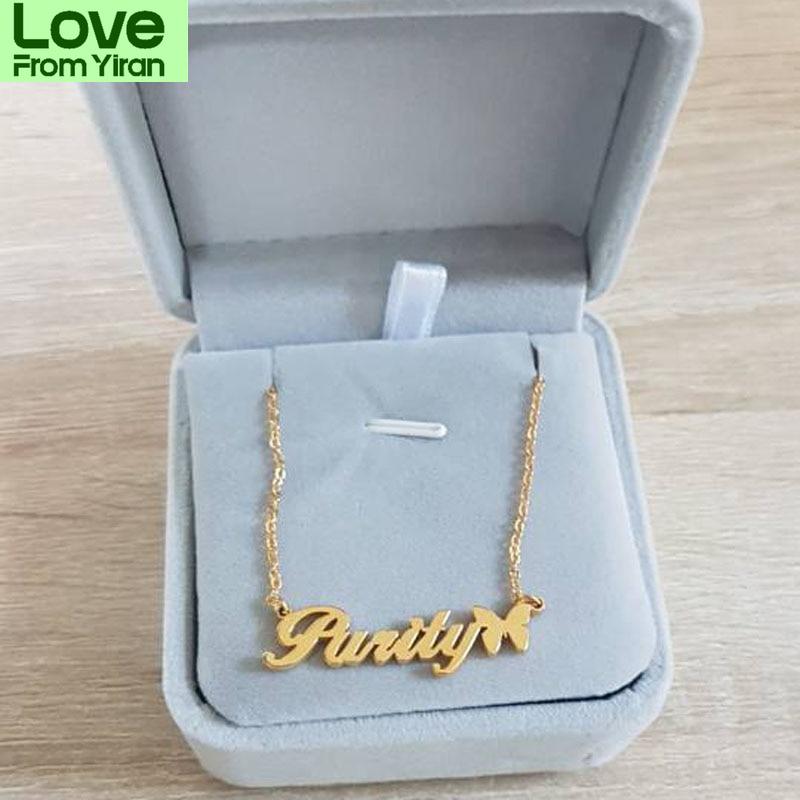 

Индивидуальные ожерелья с именами детей, ювелирные изделия в стиле бохо, именные ожерелья с бабочками и буквами, подвески для женщин, подарки, колье