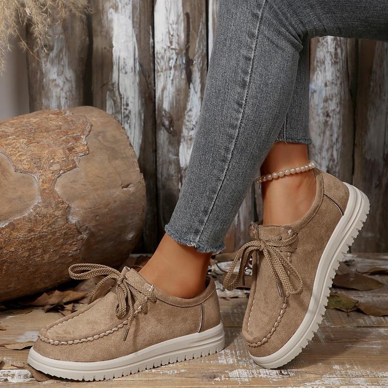 The New Style of Shoes Is A Thick-soled Loafer with A Front Lacing Wedge Heel for Casual Outerwear