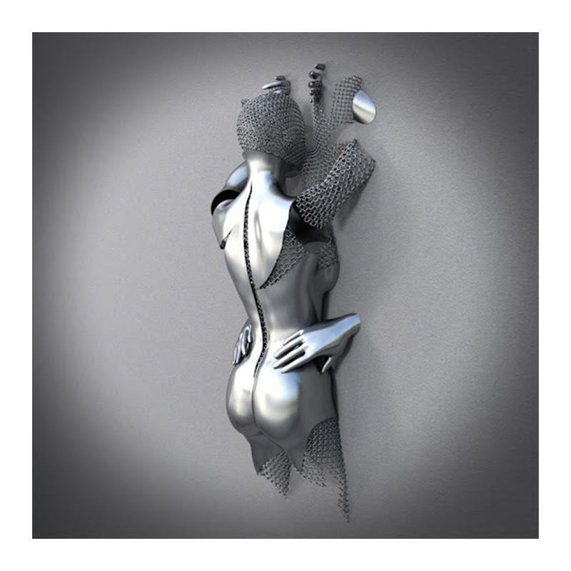 3D Visual Gold Silver Metal Figure Art Statue Canvas Painting Romantic Abstract Posters and Prints Wall Pictures Modern Home Decor for Living Room