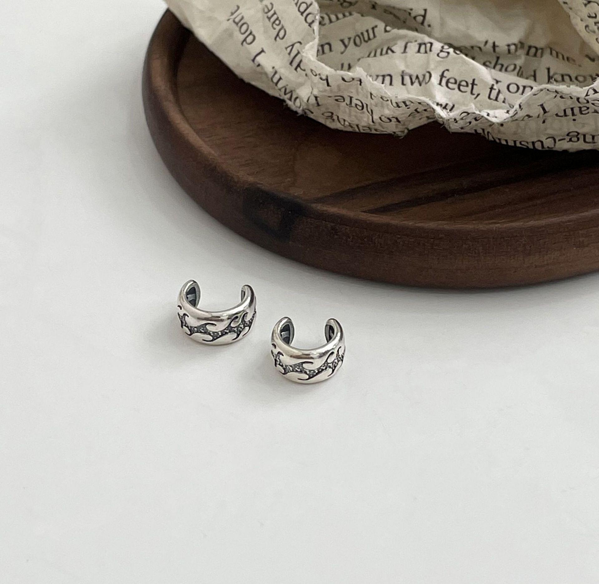 

Корейский геометрический кафф из стерлингового серебра 925 пробы для женщин - Не требует прокола, Стильные и простые нишевые украшения. Sterling Silver