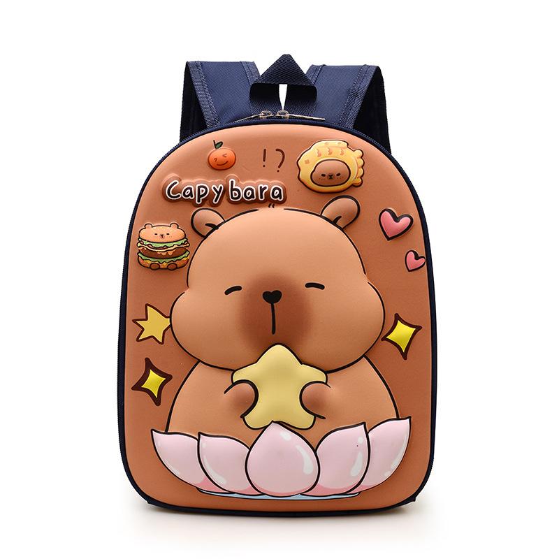 School Bag Kapibara Bag Cartoon Hard Shell Bag 3-6 Years Old Trendy Fashion Shoulder Back