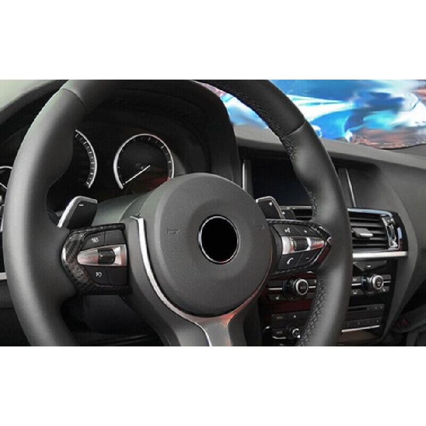 For BMW X5 X6 F15 2014-2018 ABS Carbon Fiber Steering Wheel Button Frame Trim