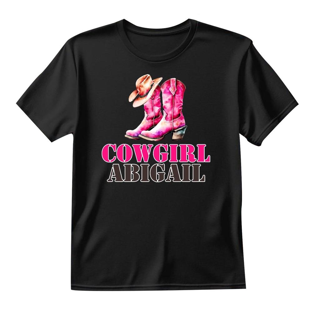 Personalised Cowgirl Pink Boots Hat Kids TShirt Western Wild West Childrens Tee