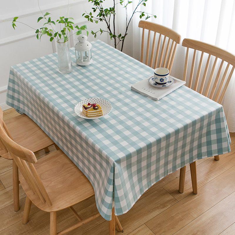 

Cotton Linen Tablecloth Gingham Fabric Waterproof and Oilproof and Heatproof Washable Rectangular Household Dining Table PVC Tablecloth Net Red Cloth Light blue small grid 90*90cm