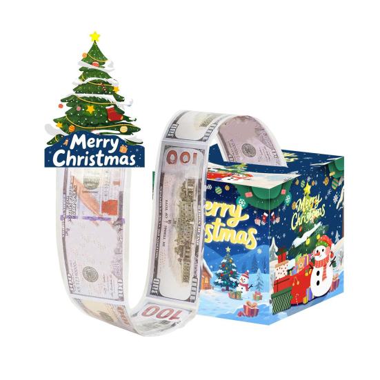 Christmas Money Box Pull-out Cash Gift Box DIY Holiday Money Gift Box with Transparent Bags Christmas Money Holder Pull Box for Kids Adults