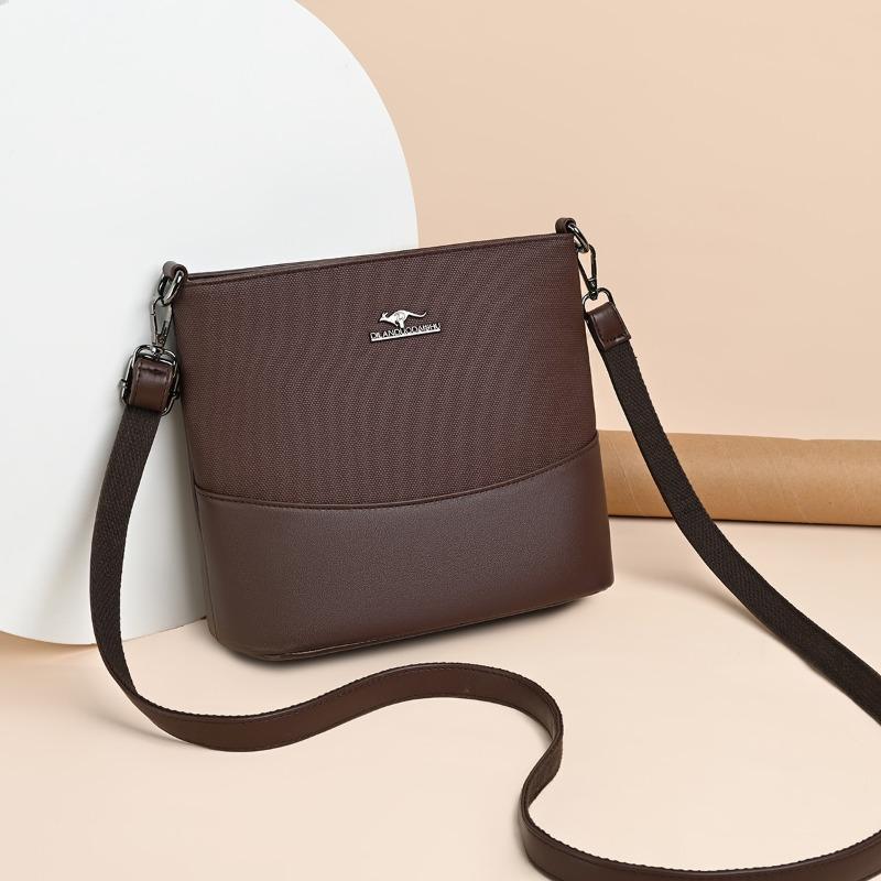 New Fashion Splicing Crossbody Bag Women's Retro Versatile Niche Shoulder Bag Portable Commuter Mobile Phone Bucket Bag